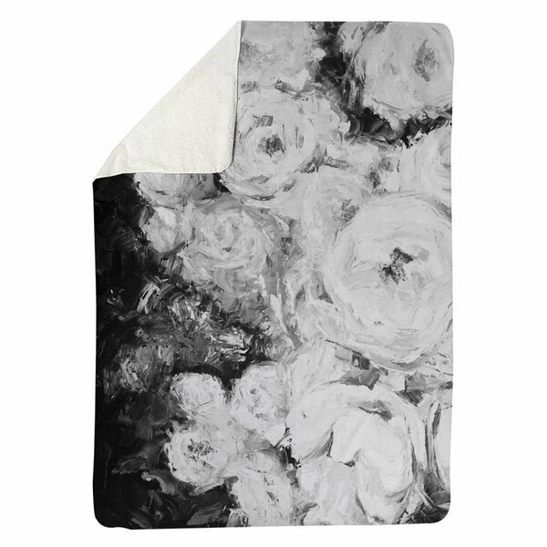 Begin Home Decor 60 x 80 in. Monochrome Rose Garden-Sherpa Fleece Blanket 5545-6080-FL368-1